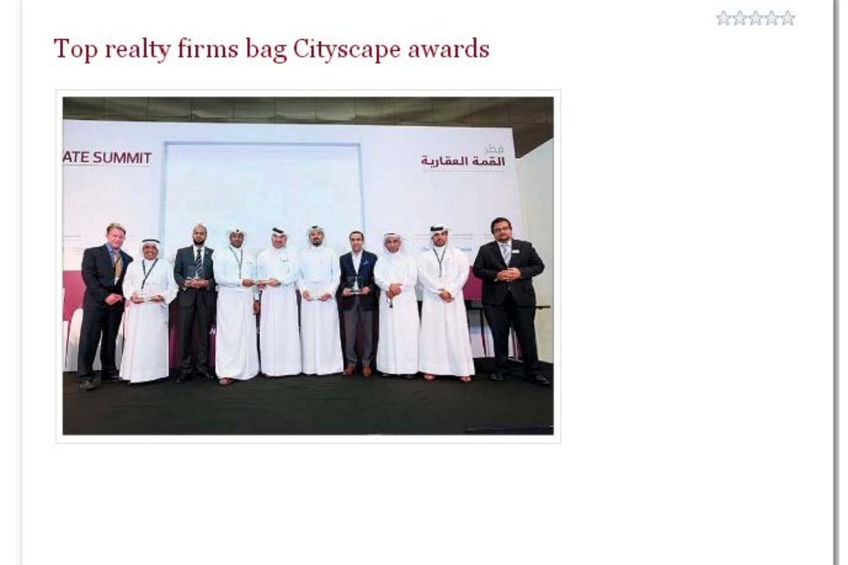 Qatar Tribune — Top realty firms bag Cityscape awards