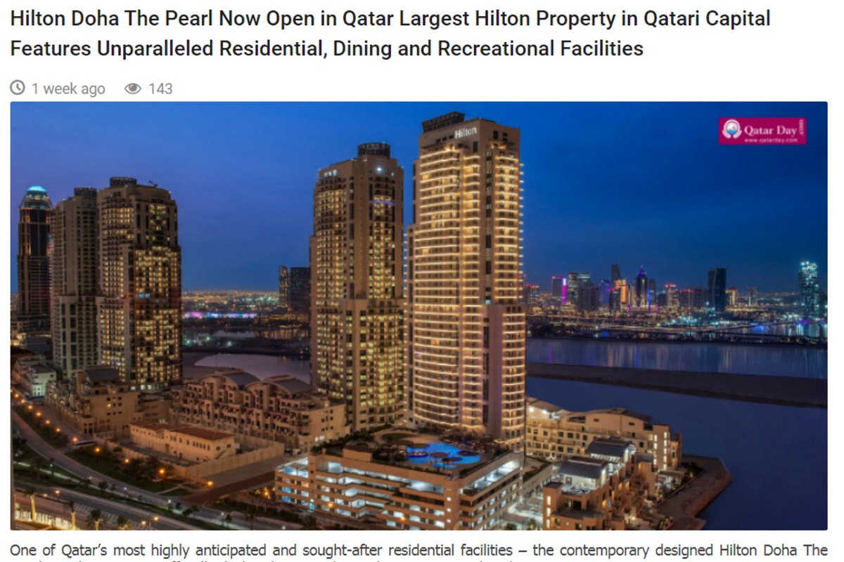 Qatar Day — Hilton Doha The Pearl now open, largest Hilton property in the capital